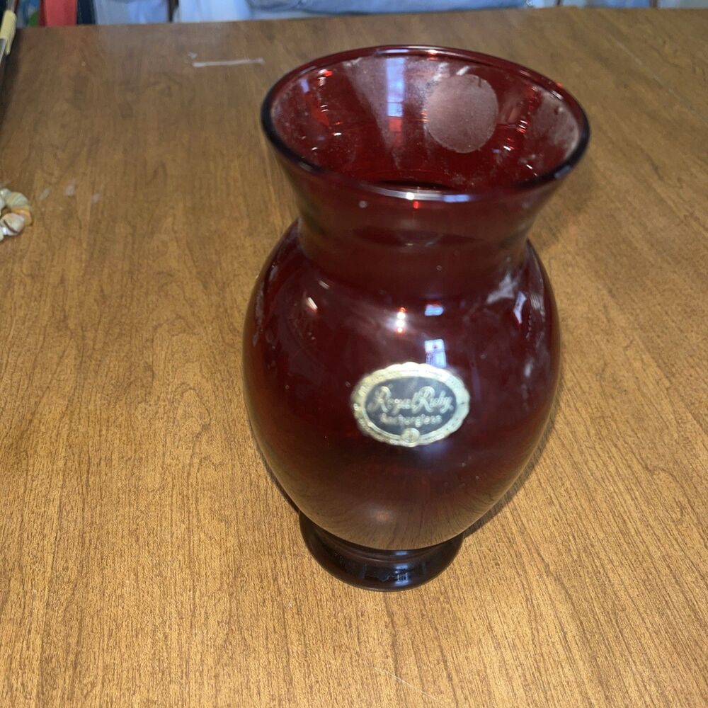 Anchor Hocking ~ Royal Ruby Glass Vase ~ Red Anchorglass ~ Lancaster Ohio